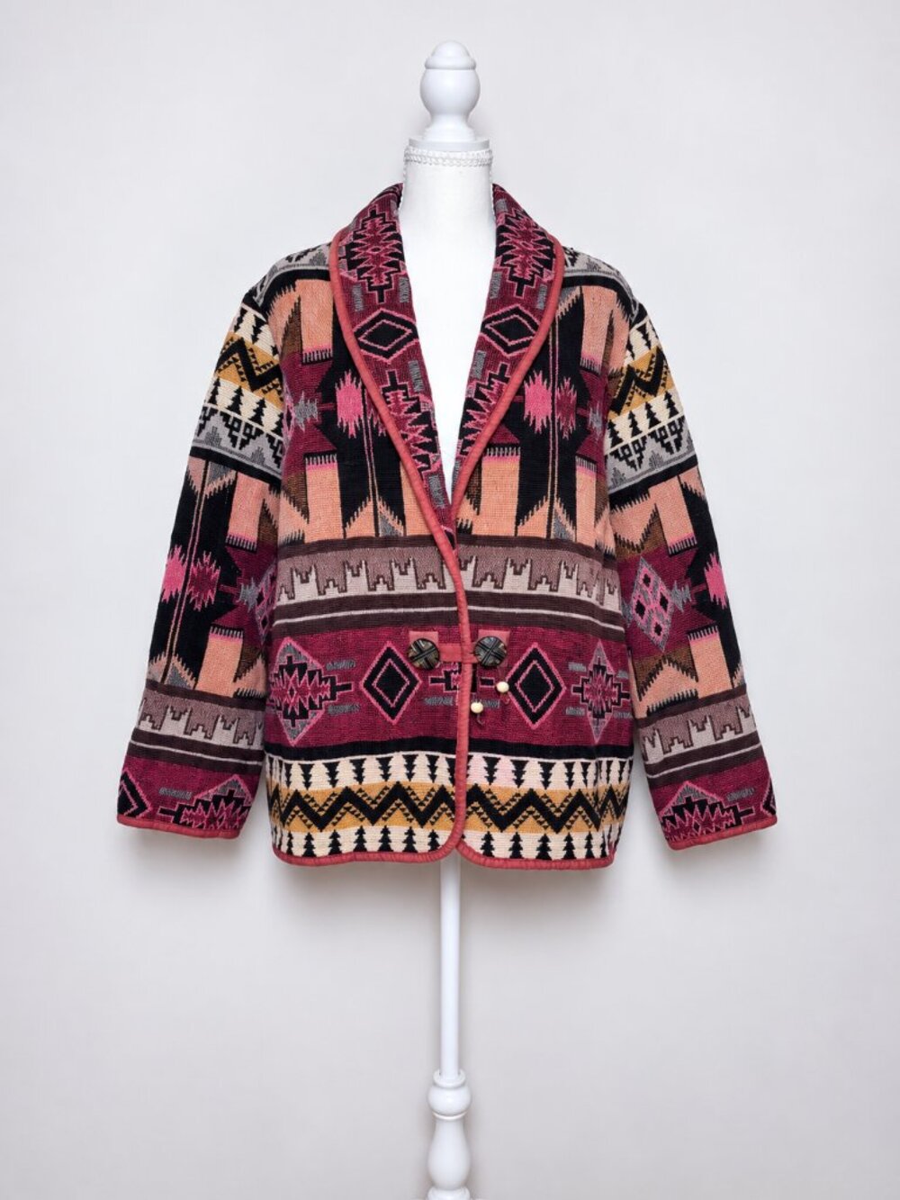 Vintage 90s Flashback Southwestern Tapestry Cotton Blazer Jacket M